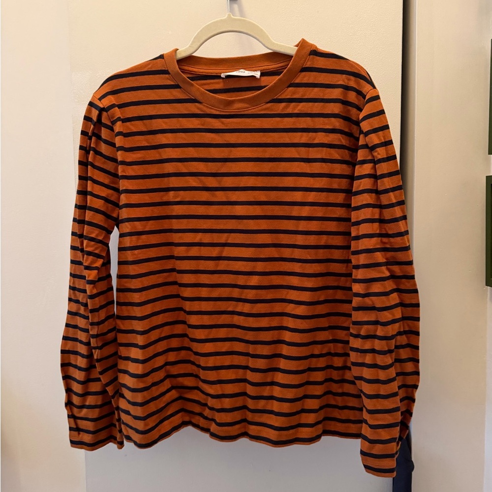 Mango Brown Striped Shirt